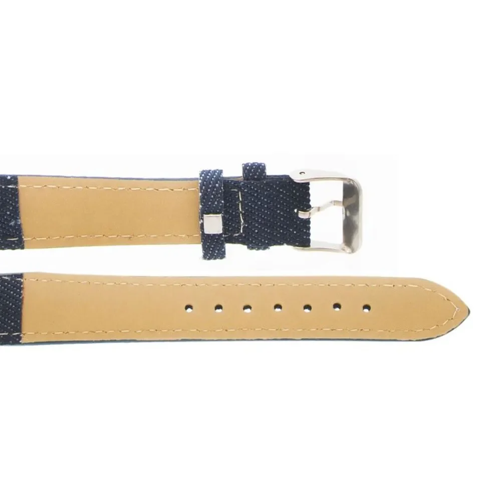 NEW Geneva Navy Denim Strap Silver Tone Quartz Watch
